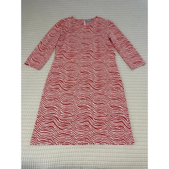 J McLaughlin Sophia Dress Women’s Large Orange Catalina Cloth Sheath Radio Waves - Picture 3 of 15